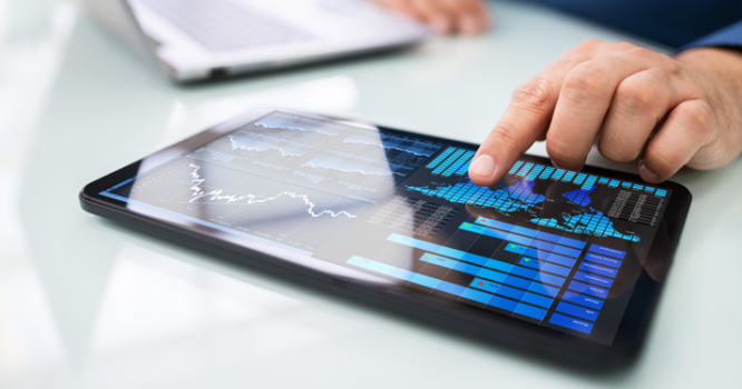 distributor reading b2b data on ipad